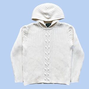 Chunky Cable Knit Vintage Lauren Ralph Lauren Hooded Sweater Women’s L
